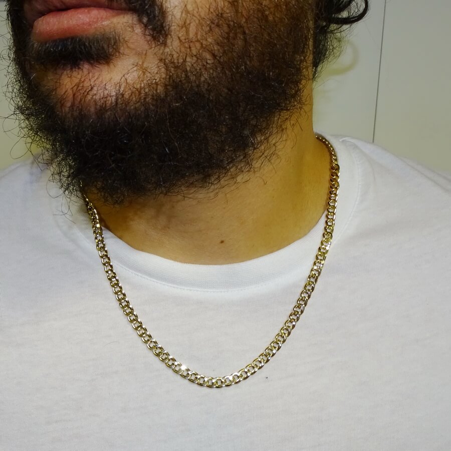 Cadena para Hombre de Oro Amarillo de 18k barbada plana de 6.50 mm de Ancha 60.00 cm de Larga. 8.20 gr de oro de 18k - Imagen 2