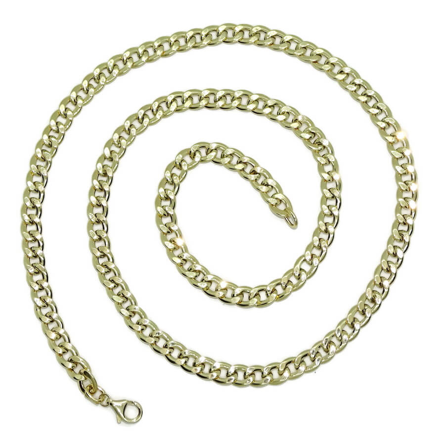 Cadena para Hombre de Oro Amarillo de 18k barbada plana de 6.50 mm de Ancha 60.00 cm de Larga. 8.20 gr de oro de 18k