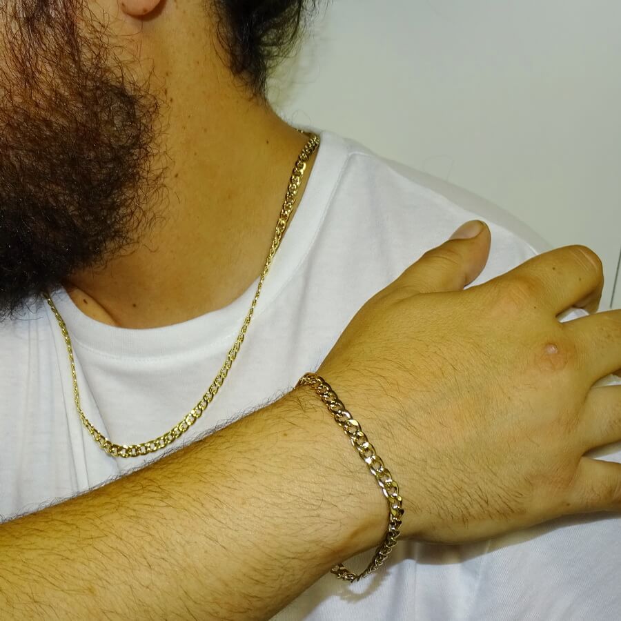 Never Say Never Pulsera para Hombre de Oro Amarillo de 18k barbada plana de 6.00 mm de Ancha 21.50cm de Larga. 3.00 gr de oro de 18k - Imagen 2