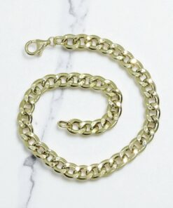 Never Say Never Pulsera para Hombre de Oro Amarillo de 18k barbada plana de 6.00 mm de Ancha 21.50cm de Larga. 3.00 gr de oro de 18k