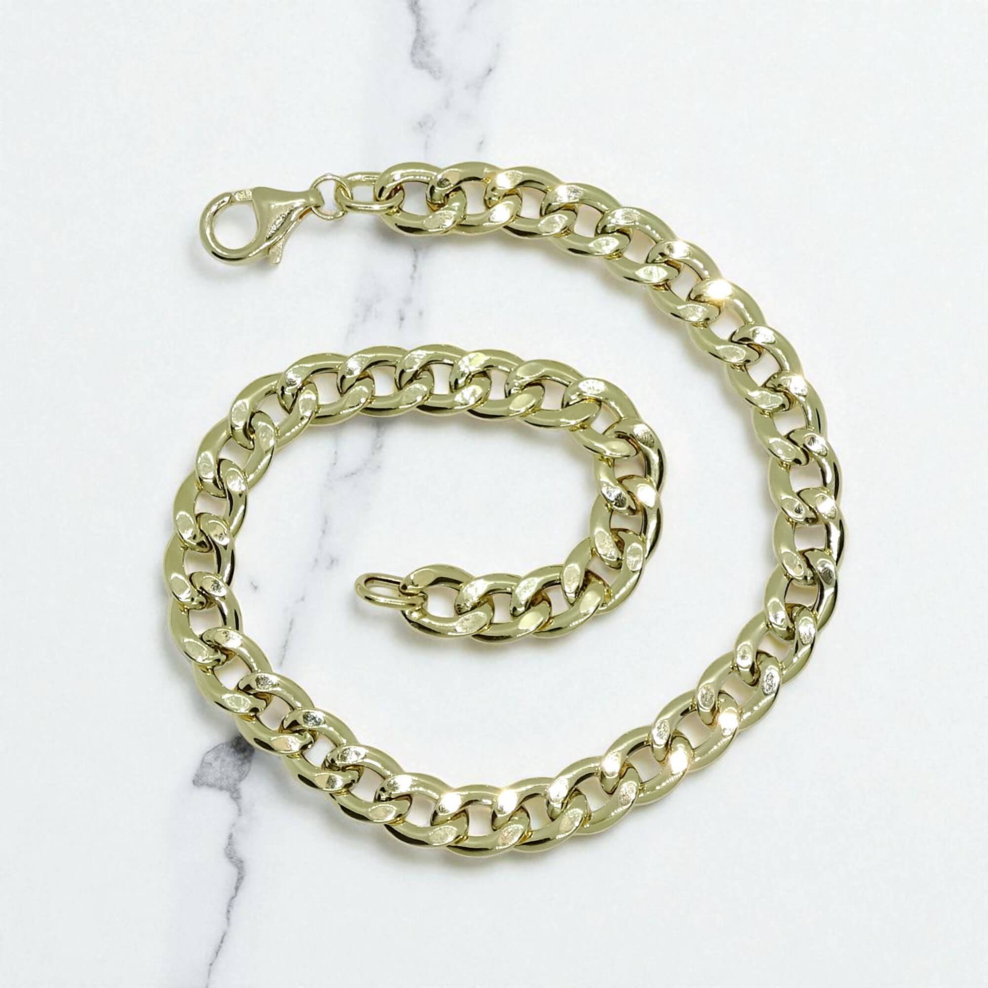 Never Say Never Pulsera para Hombre de Oro Amarillo de 18k barbada plana de 6.00 mm de Ancha 21.50cm de Larga. 3.00 gr de oro de 18k