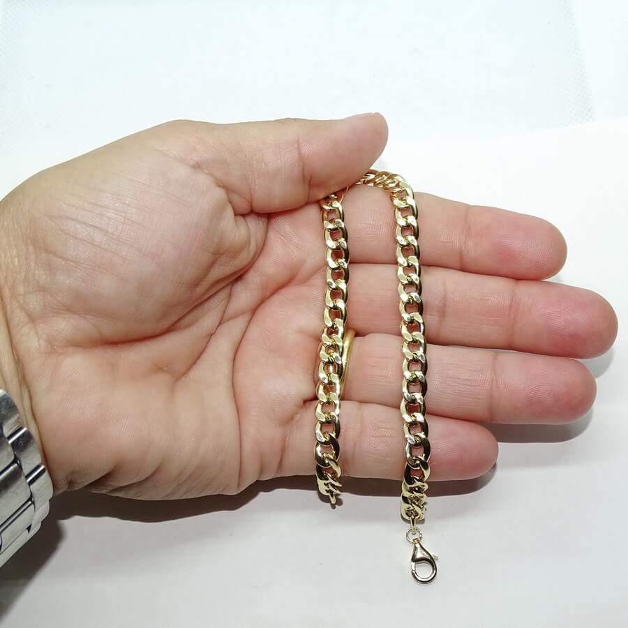 Never Say Never Pulsera para Hombre de Oro Amarillo de 18k barbada plana de 6.00 mm de Ancha 21.50cm de Larga. 3.00 gr de oro de 18k - Imagen 3