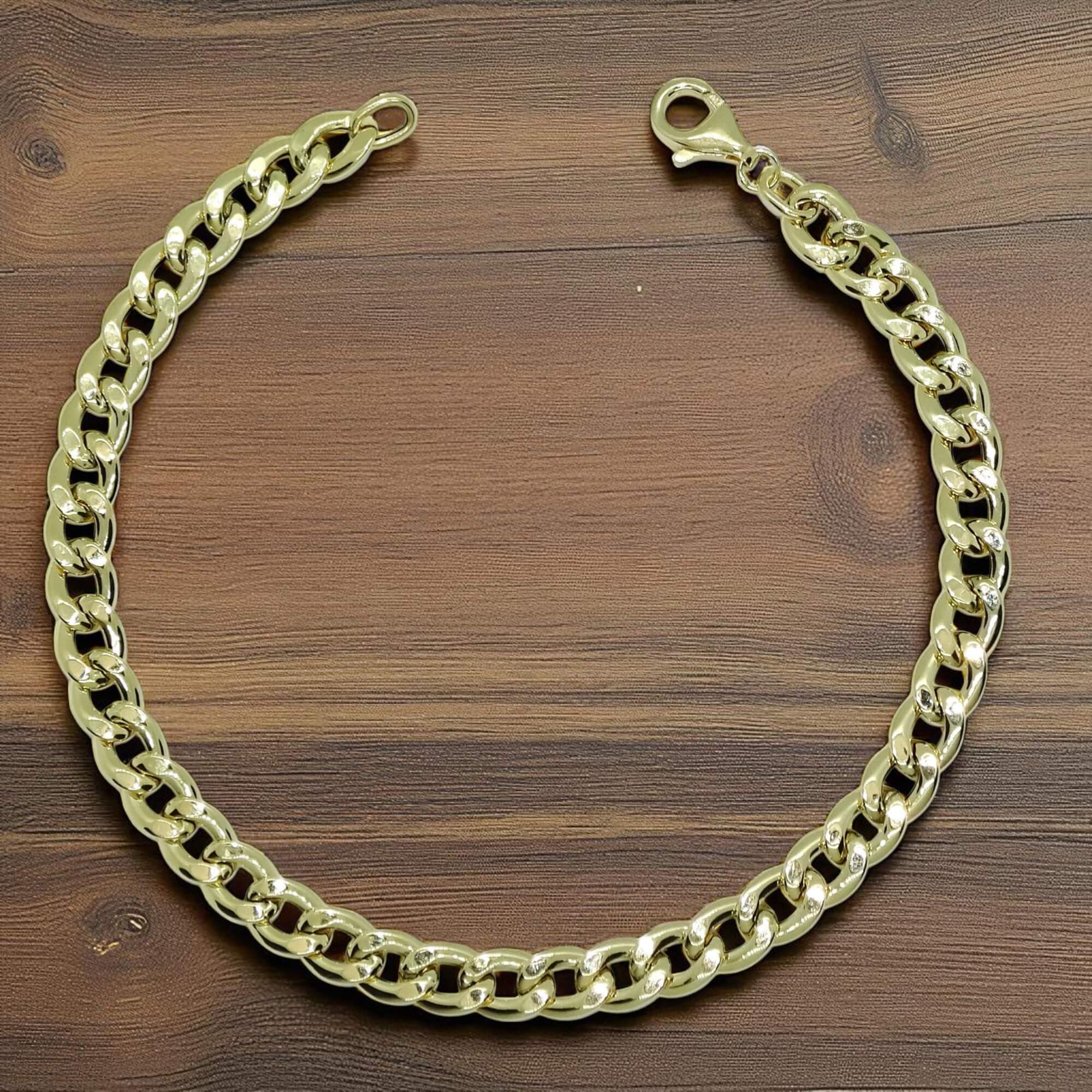 Never Say Never Pulsera para Hombre de Oro Amarillo de 18k barbada plana de 6.00 mm de Ancha 21.50cm de Larga. 3.00 gr de oro de 18k - Imagen 4