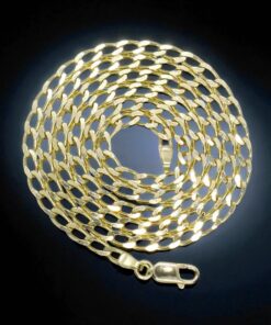 Cadena tipo Bilbao para hombre, con eslabones de 3,5 mm de ancho, 60.00cm de larga, 15.40gr de oro macizo de 18k