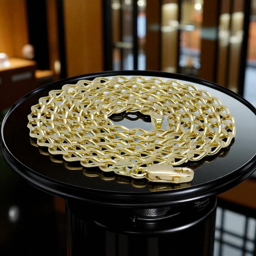 Cadena tipo Bilbao para hombre, con eslabones de 3,5 mm de ancho, 60.00cm de larga, 15.40gr de oro macizo de 18k - Imagen 6