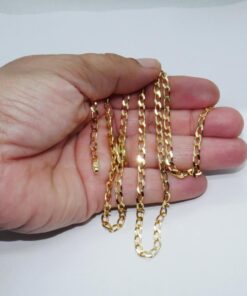 Cadena tipo Bilbao para hombre, con eslabones de 3,5 mm de ancho, 60.00cm de larga, 15.40gr de oro macizo de 18k - Imagen 3