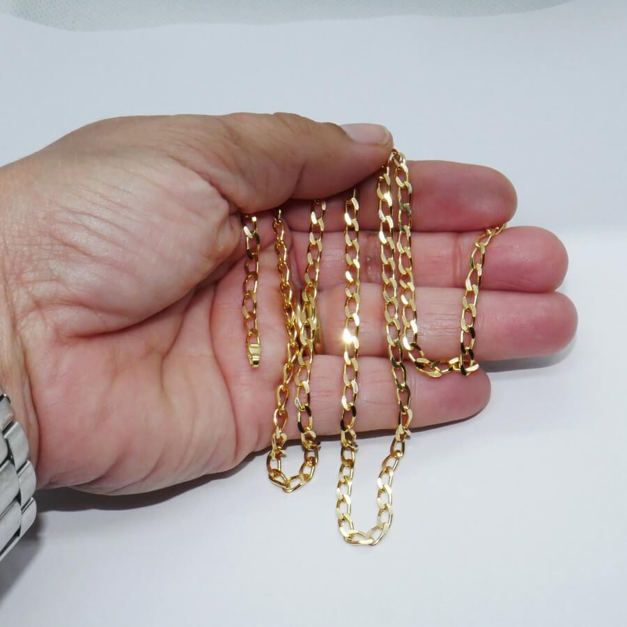 Cadena tipo Bilbao para hombre, con eslabones de 3,5 mm de ancho, 60.00cm de larga, 15.40gr de oro macizo de 18k - Imagen 3