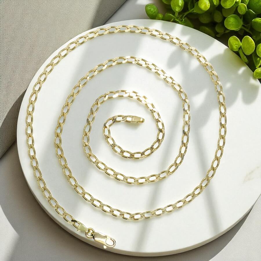 Cadena tipo Bilbao para hombre, con eslabones de 3,5 mm de ancho, 60.00cm de larga, 15.40gr de oro macizo de 18k - Imagen 9