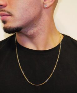 Alternative view of Cadena Barbada Plana Bicolor Oro 18k – 60 cm – 3.80 g -Ideal hombre y mujer