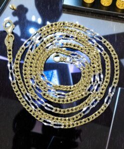 Cadena Barbada Plana Bicolor Oro 18k – 60 cm – 3.80 g -Ideal hombre y mujer - Imagen 4