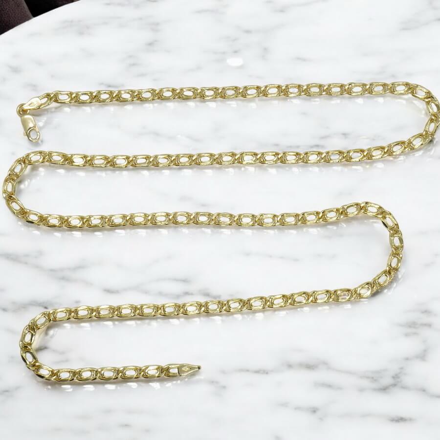Cadena para Hombre de Oro Amarillo de 18k Tipo doble barbada modelo tigre, de 4.00 mm de Ancha y 60cm - Imagen 7