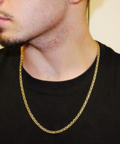 Alternative view of Cadena para Hombre de Oro Amarillo de 18k Tipo doble barbada modelo tigre, de 4.00 mm de Ancha y 60cm