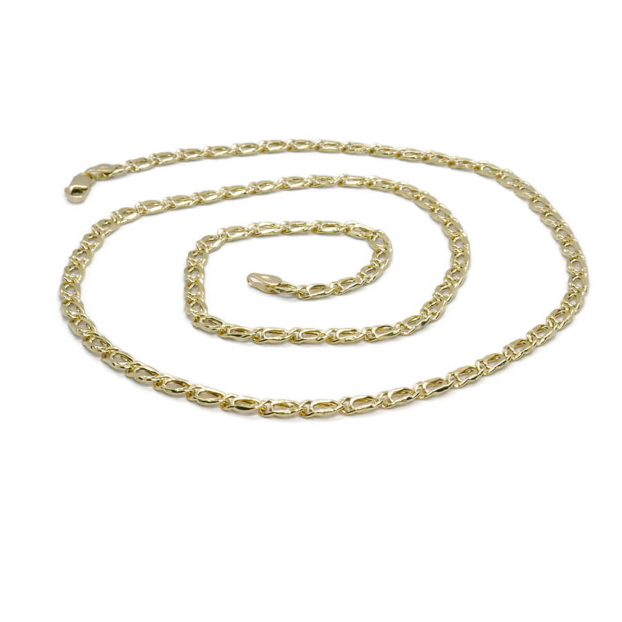 Cadena para Hombre de Oro Amarillo de 18k Tipo doble barbada modelo tigre, de 4.00 mm de Ancha y 60cm - Imagen 6