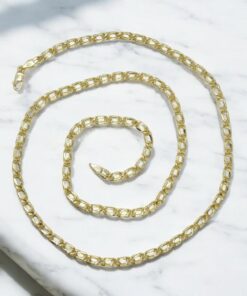 Cadena para Hombre de Oro Amarillo de 18k Tipo doble barbada modelo tigre, de 4.00 mm de Ancha y 60cm - Imagen 5