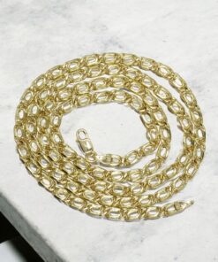 Cadena para Hombre de Oro Amarillo de 18k Tipo doble barbada modelo tigre, de 4.00 mm de Ancha y 60cm