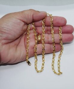 Cadena para Hombre de Oro Amarillo de 18k Tipo doble barbada modelo tigre, de 4.00 mm de Ancha y 60cm - Imagen 3