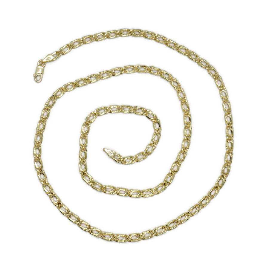 Cadena para Hombre de Oro Amarillo de 18k Tipo doble barbada modelo tigre, de 4.00 mm de Ancha y 60cm - Imagen 8