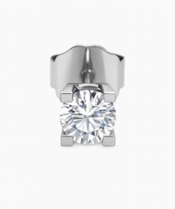 Pendiente Solitario Diamante Sintético 1.00 ct E VS1 IGI, Oro Blanco 18k, Montura 4 Garras 7 mm