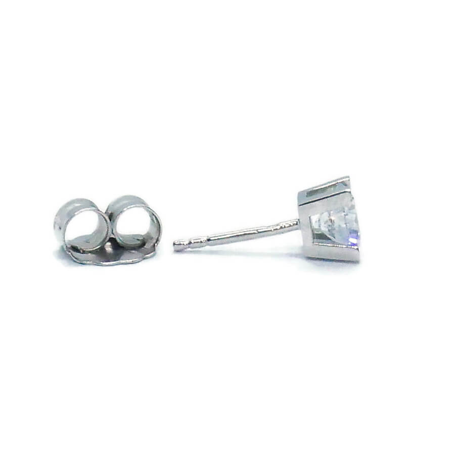 Pendiente Solitario Diamante Sintético 1.00 ct E VS1 IGI, Oro Blanco 18k, Montura 4 Garras 7 mm - Imagen 4