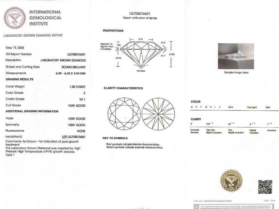 Pendiente Solitario Diamante Sintético 1.00 ct E VS1 IGI, Oro Blanco 18k, Montura 4 Garras 7 mm - Imagen 3