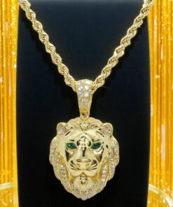 Colgante León Oro Amarillo 18k con cordón 60.00cm– 15.35 g en Total – Edición especial Never say Never