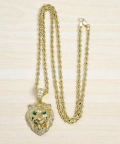 Colgante León Oro Amarillo 18k con cordón 60.00cm– 15.35 g en Total – Edición especial Never say Never - Imagen 4