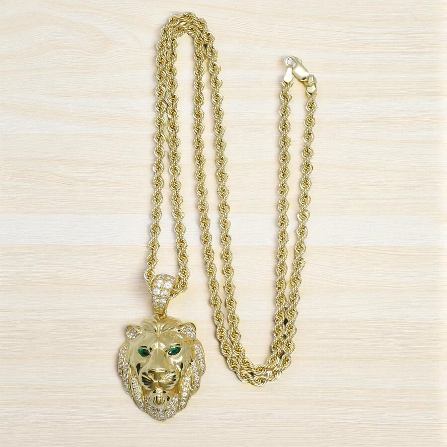 Colgante León Oro Amarillo 18k con cordón 60.00cm– 15.35 g en Total – Edición especial Never say Never - Imagen 4
