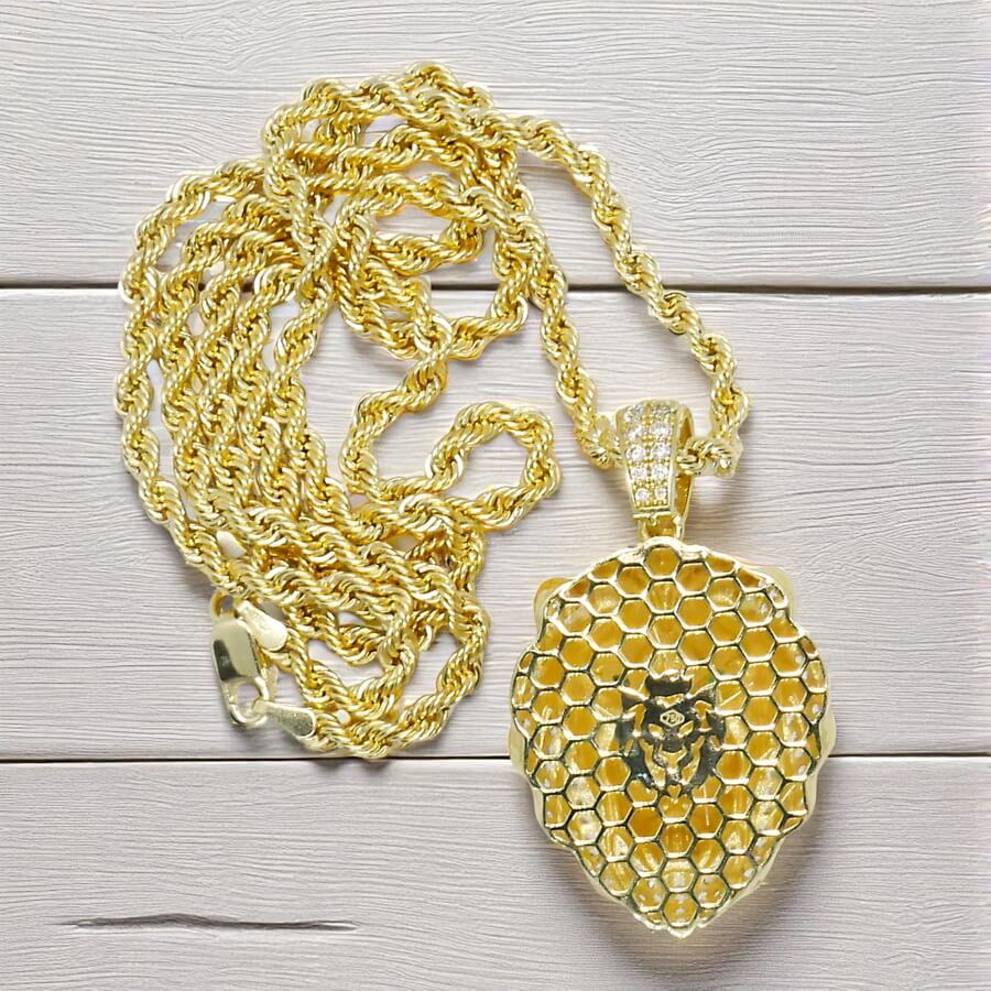 Colgante León Oro Amarillo 18k con cordón 60.00cm– 15.35 g en Total – Edición especial Never say Never - Imagen 8