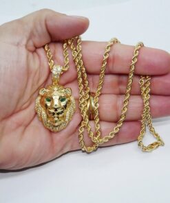 Colgante León Oro Amarillo 18k con cordón 60.00cm– 15.35 g en Total – Edición especial Never say Never - Imagen 3