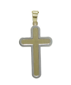 Cruz bicolor en oro amarillo y oro blanco de 18k para hombre o mujer mate y brillo 1.10 gr de oro macizo - Imagen 5
