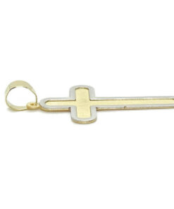Cruz bicolor en oro amarillo y oro blanco de 18k para hombre o mujer mate y brillo 1.10 gr de oro macizo - Imagen 4