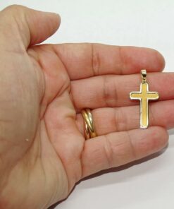 Alternative view of Cruz bicolor en oro amarillo y oro blanco de 18k para hombre o mujer mate y brillo 1.10 gr de oro macizo