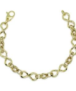 Pulsera para mujer en oro amarillo 18k con 6 infinitos y eslabones. 19cm de larga, 8mm de ancha, 4.30g de oro 1ª Ley. Diseño elegante y moderno con certificado Never Say Never. - Imagen 5