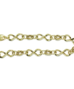 Pulsera para mujer en oro amarillo 18k con 6 infinitos y eslabones. 19cm de larga, 8mm de ancha, 4.30g de oro 1ª Ley. Diseño elegante y moderno con certificado Never Say Never. - Imagen 6