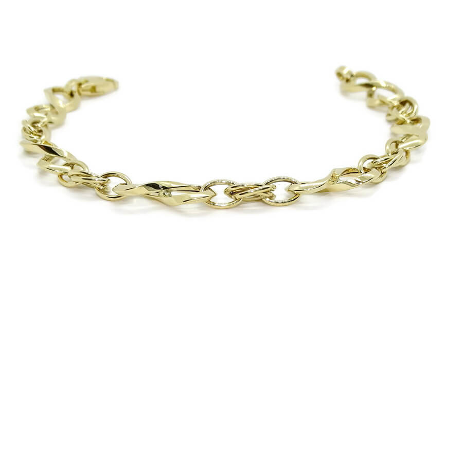 Pulsera para mujer en oro amarillo 18k con 6 infinitos y eslabones. 19cm de larga, 8mm de ancha, 4.30g de oro 1ª Ley. Diseño elegante y moderno con certificado Never Say Never. - Imagen 9