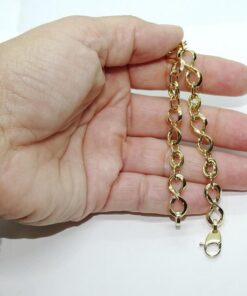 Pulsera para mujer en oro amarillo 18k con 6 infinitos y eslabones. 19cm de larga, 8mm de ancha, 4.30g de oro 1ª Ley. Diseño elegante y moderno con certificado Never Say Never. - Imagen 3