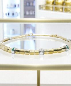 Pulsera de Oro Amarillo y Blanco 18k con Diamantes y Esmeraldas – 18.50 cm – 12.30 g – 5 mm – Cierre Mosquetón 💎 - Imagen 10