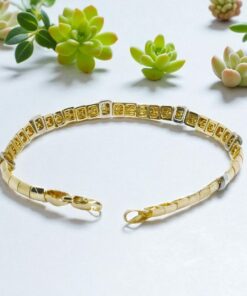Pulsera de Oro Amarillo y Blanco 18k con Diamantes y Esmeraldas – 18.50 cm – 12.30 g – 5 mm – Cierre Mosquetón 💎 - Imagen 7