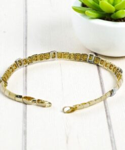 Pulsera de Oro Amarillo y Blanco 18k con Diamantes y Esmeraldas – 18.50 cm – 12.30 g – 5 mm – Cierre Mosquetón 💎 - Imagen 5