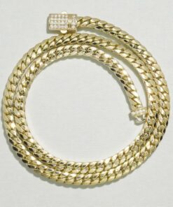 Cadena Cubana para Hombre y mujer de Oro Amarillo 18k – 7mm – 60cm – 26.15g – Cierre Mónaco con Circonitas