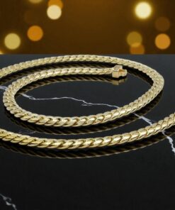 Cadena Cubana para Hombre y mujer de Oro Amarillo 18k – 7mm – 60cm – 26.15g – Cierre Mónaco con Circonitas - Imagen 5