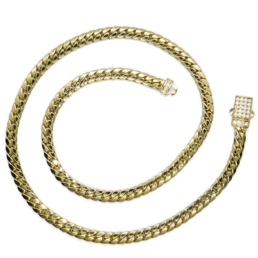 Cadena Cubana para Hombre y mujer de Oro Amarillo 18k – 7mm – 60cm – 26.15g – Cierre Mónaco con Circonitas - Imagen 4