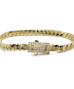 Pulsera Cubana Hombre Oro Amarillo 18k – 7mm – 21cm – 13.30g – Cierre Mónaco con 28 Circonitas – Never say Never - Imagen 4