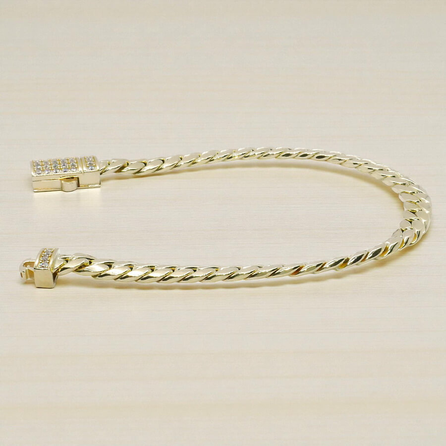 Pulsera Cubana Hombre Oro Amarillo 18k – 7mm – 21cm – 13.30g – Cierre Mónaco con 28 Circonitas – Never say Never - Imagen 7