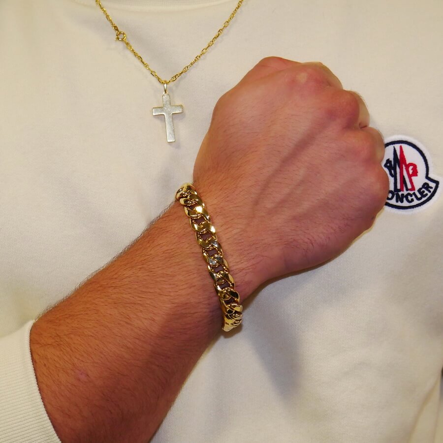 Pulsera Barbada de Oro Amarillo de 18k para Hombre – 21 cm – 1,10 cm – 20,30 g - Imagen 2