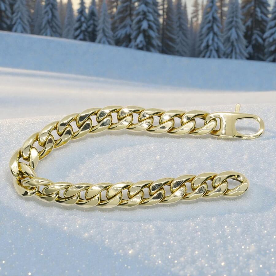 Pulsera Barbada de Oro Amarillo de 18k para Hombre – 21 cm – 1,10 cm – 20,30 g - Imagen 11