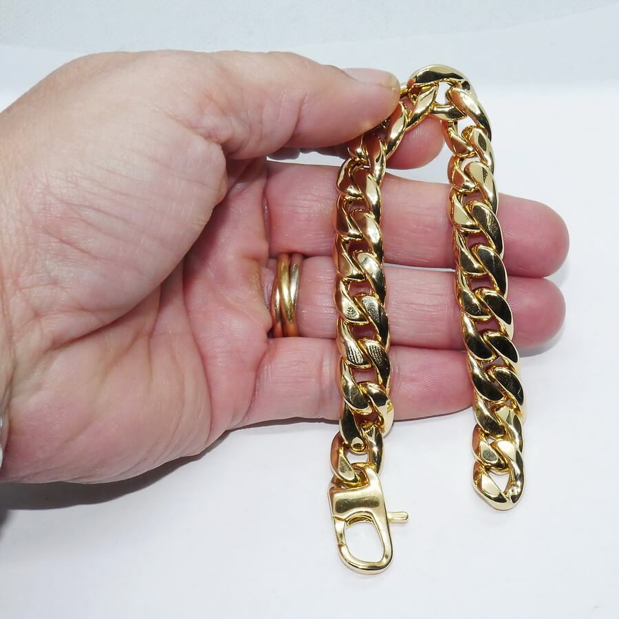 Pulsera Barbada de Oro Amarillo de 18k para Hombre – 21 cm – 1,10 cm – 20,30 g - Imagen 3