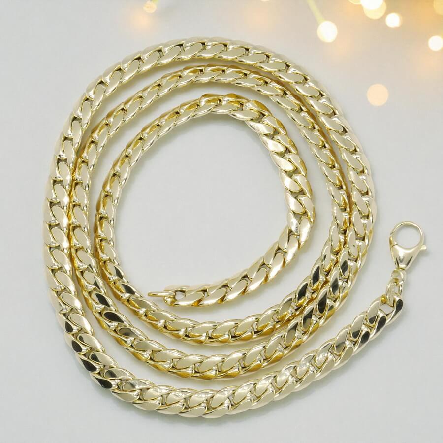 Never say Never-Cadena Barbada para Hombre y mujer de Oro Amarillo 18k de 6.00mm de ancha y 60cm de largo – 12.30 g