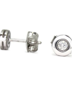 Pendientes de oro blanco de 18 k con dos diamantes talla brillante de 0.12 cts (0.60 cm de diámetro, cierre de presión). - Imagen 5