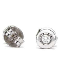 Pendientes de oro blanco de 18 k con dos diamantes talla brillante de 0.12 cts (0.60 cm de diámetro, cierre de presión). - Imagen 4
